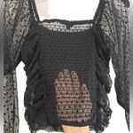 Ambiance Black Chiffon Mesh Sheer Polka Dot Long Sleeves, Sheer Back Photo 3