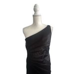 David Meister Black Satin One Shoulder Cocktail Dress Size 8 Photo 9