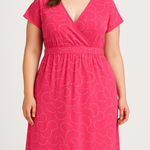 Boden Pink Dot Midi Dress Size 14 R Cotton Blend Photo 0