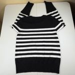 Karl Lagerfeld Paris Striped Knit Sweater Embellished Shoulders Sz M Black White Size M Photo 5