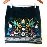 Simplee Boho Green Corduroy Embroidered High Waist Zippered Mini Skirt Cute L Size L Photo 1