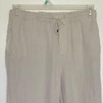 Mango MNG Womens Sz Small Pants High Rise Minimalist Beige Drawstring 100% Linen Photo 4