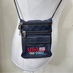 Roots 2002 USA Olympics Blue Leather Crossbody Belt Bag Pouch Salt Lake City Photo 2