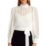 Cinq à Sept $495  Holiday Elena White Black Sheer Blouson Mini Dress Sz 2 NEW‎ Photo 1