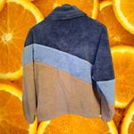 Bershka Forever Awesome Tan Blue Full Zip Sherpa Jacket Size Small Photo 7