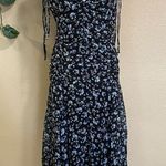 Lulus NWOT Charming Invitation Black Floral Tie-Strap Drop Waist Midi Dress Photo 0