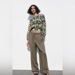 ZARA  Multicolored Round Neck Bohemian Printed Open Back Tied Top Sz M Photo 1