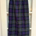 Talbots Vintage Gray Blue Plaid Classic Wool Midi Skirt Dark Academia Size 8 M Photo 8
