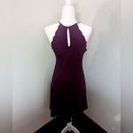 Socialite  Purple Plum Small‎ Scalloped Mini Skater Halter A-Line Dress Keyhole Photo 5
