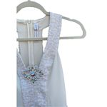 Dress the Population Cream Sequin Rhinestone Sleeveless Swing Mini Dress Small Photo 2