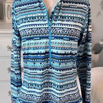 Nike  Pro Dri Fit Pullover Blue Print Athletic Top Womens Performance Photo 0