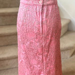 Vintage 60s Handmade Pink Metallic Brocade Midi Pencil Skirt Barbie Size XL Photo 0