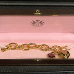 Juicy Couture  Pam Gela Large Chain Link Bracelet with Red Emeral Charm Gold Tone Photo 0