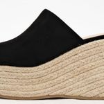 Soda Black Micro Suede Peep Toe Espadrille Wedge Photo 2