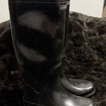 Lands' End  Classic Black Knee High Tall Wellies Rubber Rain Boots 9 Photo 0