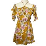 Cupcakes & Cashmere Fonda Ruffle Detail Floral Print Mini Dress Halter Neck XS Yellow Photo 1