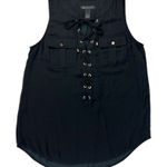 INC International Concepts Black Lace Up Sleeveless Blouse Top Size Small Photo 0