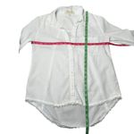 Cloth & Stone  White Tencel Button Down Shirt | Frayed Hem | Size Small Relaxed Photo 6