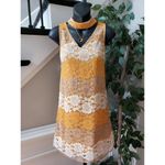 Entro  Shift Dress Womens Small Multi Floral Lace Overlay Halter Neck Sleeveless Photo 1