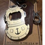TRIXIE & MILO Bottle‎ Opener Keychain Genuine Leather and Stainless Steel Gold Photo 6