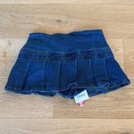 Cider  - Stretch Denim Low Rise Split Skort in Blue Photo 3