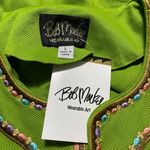 Bob Mackie NEW  Large Top Embroidered Cardigan Blazer Button Up Green Elephant Photo 5