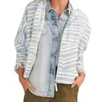 Anthropologie Striped Zip Long Sleeve Hoodie Stretch Jacket EUC Small Medium Photo 1