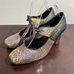 Koko Italian Tango Shoe Snake & Metallic Lace Up Heels Shoes Size 39 Brown Photo 1