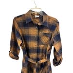 Columbia  Women's Plaid Flannel Shirt Dress Belted Button Down Long Sleeve Photo 3