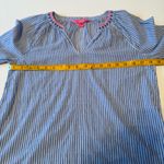 Lilly Pulitzer  Taelynn Oxford Blue White Stripe Embroidered Long Sleeve XS Photo 6