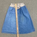 Vintage 80s OshKosh Two Tone Block V Yoke Midi A Line Jean Skirt Western 12 Blue Photo 9
