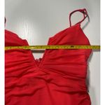 Hello Molly  popping champagne Coral Ruched V Neck Spaghetti Strap Mini Dress L Photo 8