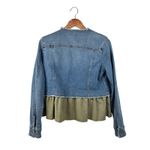 Pilcro and the Letterpress Small Denim Jacket Olive Green Ruffle Hem Womens Photo 6