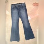 London Jean London Jeans 5 Pocket Denim Blue Jeans 3 Beads On Front Size 10 Wide Leg 70s Photo 2