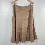 Style & Co  Linen Tiered Midi Skirt Women's 10 Tan‎ Beige A-Line Boho Summer Photo 1