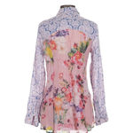 Aratta Silent Journey Button Down Shirt XS Pink Blue Floral Photo 1