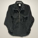 Aerie Offline‎ by  Shacket Corduroy Long Sleeve Half-Zip Distressed Hem Black W L Photo 0