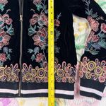 Elevenses Elévenses Bomber Jacket Embroidered Floral Black Pink Yellow Green Size S Photo 1