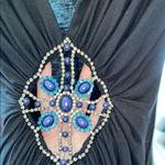 Black Beaded Women's Top cut Photo 7