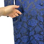 1950s Handmade Navy Floral Brocade Dress Coat Couture Saks Fifth Ave Seamstress Blue Size M Photo 7