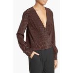 Diane Von Furstenberg Diane‎ Von Furstenberg Dot Print Silk Drape Front Blouse Size 10 Photo 2
