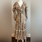 Spell & The Gypsy Leopard Print button detail ruffledAda Gown Size XSmall Boho Tan Photo 12