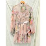 Missord‎ Avante Garde Maximalist Sheer Floral High Neck Bishop Sleeve Mini Dress Pink Photo 2