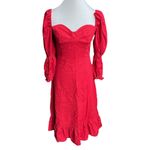 o.p.t. Kourtney Linen Blend Midi Dress Burgundy Red Size 8 Photo 10