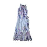 Eliza J NWT Halter Ruffle Maxi Dress Womens 16 Chiffon Gown Blue Purple Floral Photo 2