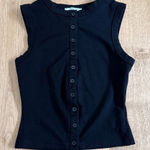 Peppermayo  Tank Top Buttoned Sleeveless Blair Size US4 Black Photo 0