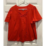 Knox Rose  Women's Orange Red‎ Short Sleeve Lace Up Top Cotton Women’s Size Large Photo 3