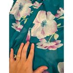 Women’s One Size Sheer Floral Kimono Cardigan Cover Up Teal Floral Lightweight Blue Size L Photo 4