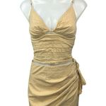 ZARA Beige Pinstriped Striped Sleeveless Crop Top Mini Skirt 2 Piece Set Size XS Photo 4