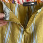 Alembika Striped Wide Leg High Waist Butter Yellow White Pants Size 4 Gold Size L Photo 10